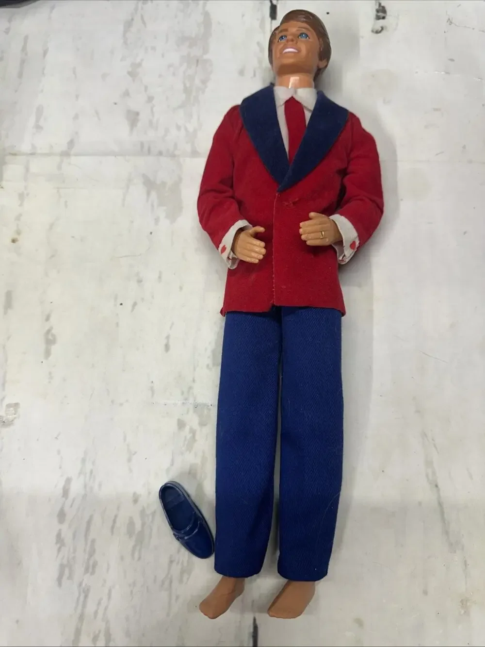 Vintage 1968 Mattel Ken Doll Taiwan Brown Hair Blue Eyes Red Jacket Outfit